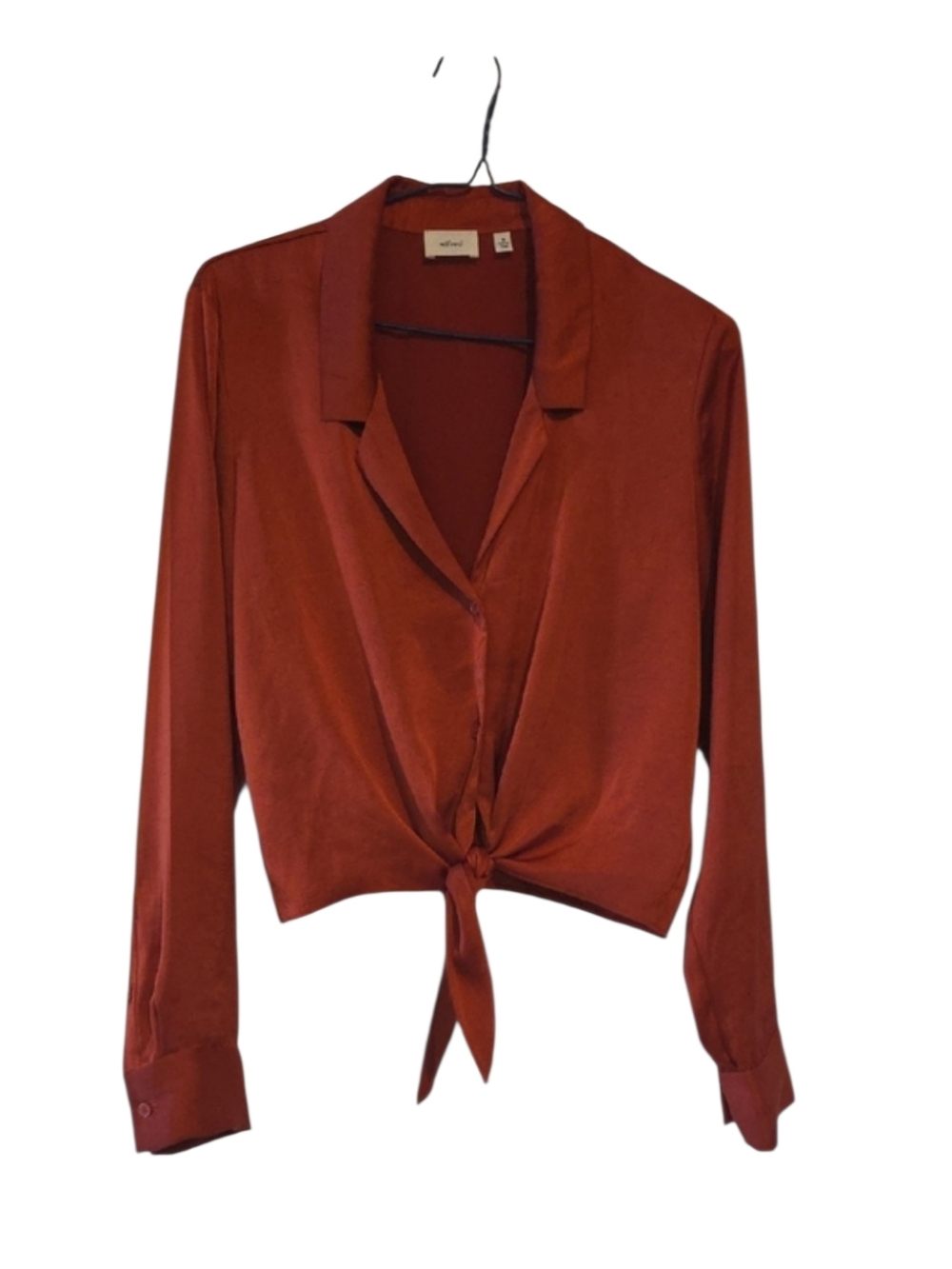 Aritzia Wilfred Tie Front Satin Blouse